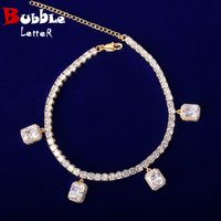 Wholesale With White Crystal Bracelet for Women Gold Color Zircon MM Tennis Chain Material Copper Adjustable Hip Hop Rock Street Charms Jewelry