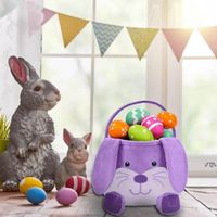 Wholesale Easter Party Bunny Baskets Stuffed Handbags Rabbit Bunny Ear Plush Bags With Foot Cartoon Storage Bag Bucket RRD13223