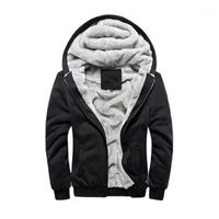 Wholesale Winter Thicken Hooded Warm Hoodie Men Fleece Jumper Casual Sweatshirt Tracksuit Male Velvet Zipper Cardigan Hoody Adult Jackets1