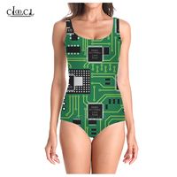 Wholesale CLOOCL Newest Popular Electronic Chip D Printed Summer Sleeveless Sexy Women Swimsuit Fashion Swimsuits Beach One Piece Swimwear