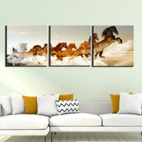 Wholesale 3 Pieces Canvas Painting Animal horse Posters Modern Home Wall Decor Canvas Art HD Print Wall Pictures For Child Bedroom