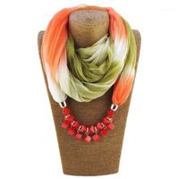 Wholesale Scarves Women Jewelry Pendants Gradient Silk Scarf Beading Necklace Lady Shawls And Wraps Bandana Female Foulard Muslim Head Scarve1