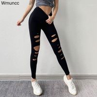 Wholesale Yoga Outfits Fitness Shredded Leggings Sports Cropped Pants Hollow Out Tight Workout Gymwear Energy Seamless Leggins High Waist Tummy Contro