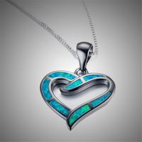 Wholesale Pendant Necklaces Love Heart Opal Necklace Bridal Personality Charm Wedding Jewelry