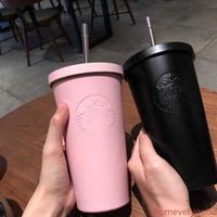 Wholesale 500ML Starbucks Stainless Steel Cup Coffee Mug with Straw Travel Bottle Cup Best GiftYL6E