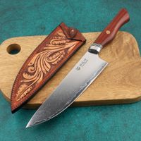 Wholesale NINE THORN Handmade Professional Chef Knife Damascus Steel Kitchen Knife Japanese Gyuto Cleaver Cuisine Knives Tools