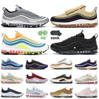 Wholesale 97s Hot s mens womens running shoes triple black with white sign london summer of love south beach pink jayson tatum golf back gold snekares designer trainers