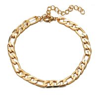 Wholesale Anklets k Gold Figaro Chain Bracelet European American Fashion Anklet For Women And Men Factory Price Jewelry1