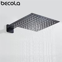 Wholesale BECOLA Black Chrome Square Rain Shower Head Ultrathin MM Inch Choice Bathroom Wall Ceiling Mounted Shower Arm