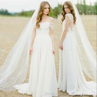 Wholesale New Simple White Ivory High Quality Single One Layer Two Layers Floor Length Long Bridal Veils Comb Soft Wedding Veil Accessories for Brides