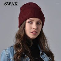 Wholesale Beanie Skull Caps SWAK Winter Beanie Hat For Women Warm Spring Wool Knitted Bonnet Hats Stocking Cap Female Girls Skullies Caps1