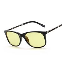 Wholesale Women anti blue ray Night Vision Driving Glasses Yellow Lens PU leather Cross Leg Anti glare Clear Sunglasses