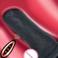 Wholesale NXY Dildos Black Large Size African Dildo Remote Control Vibrator Sex Toy Sucker Fixed Telescopic Swing Heating Female Masturbation Adult
