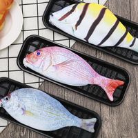 Wholesale Nice pencil bag creative simulation fish student pencil case office stationery knitting cloth pen bag gift style RRD12797