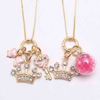 Wholesale In stock kids pendant jewelry gift princs crown baby girls party necklace