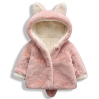 Wholesale new winter baby girl clothes rabbit ear coat plush coat warm snow coat years old baby hooded jacket kid coats