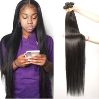 Wholesale 30 inch Indian Hair Straight Hair Bundles Natural Human Hair Bundles Double Wefts Thick Remy