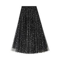 Wholesale Skirts Women Fashion Casual Spring Autumn Stylish Starry Sky Mesh Tutu Sequin Glitter Layered Tulle A Line Party Club One Size