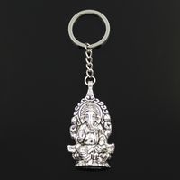 Wholesale New Fashion Keychain x32mm Ganesha Buddha Elephant Pendants Diy Men Jewelry Car Key Chain Ring Holder Souvenir for Gift