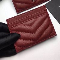Wholesale Woman Mini Wallet Caviar Credit Card Clip Men Women Card Holder Genuine leather With Box