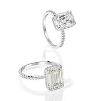 Wholesale Classic Sterling Silver ring mm Rectangular emerald flower round bottom zircon ring diamond Jewellery