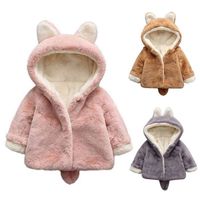 Wholesale Infant Girls Fur Coats Autumn Winter Thick Jackets Girls Warm Hooded Outerwear Coat Newborn Clothes Baby Cute Rabbit Playsuit T200104
