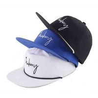 Wholesale custom high quality panel embroidery nylon hat rope bill unstructured snapback caps