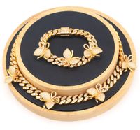 Wholesale Hip Hop creative Butterfly Bracelet necklace personalized Hip hop fashion full of zircon jewelry set L