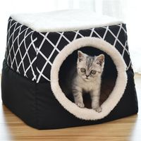 Wholesale Cat Beds Furniture Pet Bed For Cats Dogs Soft Nest Kennel Cave House Sleeping Bag Mat Pad Tent Pets Winter Warm Cozy Siz Colors