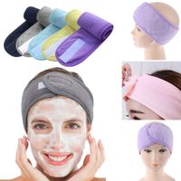Wholesale Wash Face Bath Shower Makeup SPA Women Sweat Elastic Sweat Soft Headbands Scrunchie With Magic Tape Adjustable Hair Accessories