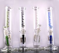 Wholesale Straight Tube glass bongs with colored diffuse downstem oil dab rigs water pipes with clip mm joint bubbler ash catcher dabber