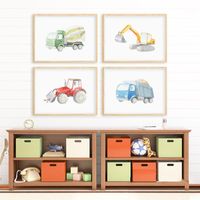 Wholesale Paintings Cars Tracktor And Tracks Nursery Wall Art Canvas Painting Transportation Poster Print Pictures For Baby Boy Room Decorative1