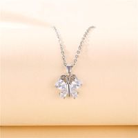 Wholesale Pendant Necklaces Stainless Steel Butterfly Necklace For Women Flash Zircon Insect Trendy Style Dainty Jewelry Christmas Gift
