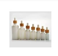 Wholesale 15ml ml ml Opal White Glass Bottle with Bamboo Dropper OZ Bamboo Essential Oil Bottle Opal Glass