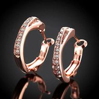 Wholesale zircon diamonds clip on hoop earrings for women k rose gold color pendientes jewelry bijoux fashion party accessories gift