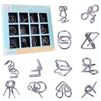 Wholesale Novelty Games IQ Test Mind Game Toys Brain Teaser Metal Wire Puzzle Iron Link Unlock Interlock Game Chinese Ring Trick Toy Xmas Gift