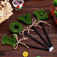 Wholesale Ballpoint Pens Cute Green LOVE Shape Set Pieces L O V E Potted Ball Pen Learning With Creative Office Supplies Plants