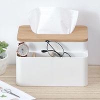 Wholesale Storage Boxes Bins Plastic Holder Case Desktop Nordic Simple Tissue Box Home Multi Function Living Room Coffee Table Bamboo Wooden Napkins