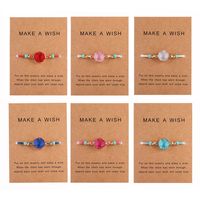 Wholesale Fashion Druzy Resin Stone Charms Bracelet Make A Wish Card Wax Rope Braided Bracelets Bangles with Rice Bead for Women Girls Jewelry