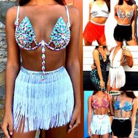 Wholesale 2019 Newest Hot Women Sequin Tassel Skirts Crystal Festival Bikini Metal Body Chain Skirts Ladies Summer Beach Holiday1