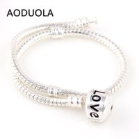 Wholesale Chain Letter Chamilia Bracelets Silver Snake Aoduola Love Charm Bracelet European Murano Beads Diy Czech Glass Trollbead