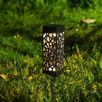 Wholesale Solar Powered Lawn Light Hollow Out Lamp Ground Insertion Lantern Leading Courtyard Garden Decor Black Color rh E1