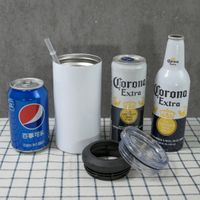 Wholesale 4 in Sublimation Straight can cooler with lids Plastic Straw and Wine Beer cola cooler oz Stainless Steel Tumbler s Double Wall Insulated Vacuum Water glass