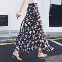 Wholesale Bohemian High Waist Floral Print Summer Skirts Womens Boho Asymmetrical Chiffon Skirt Maxi Long Skirts1