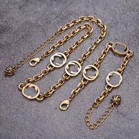 Wholesale Luxury Designer Jewelry Women Necklace letter Pendant Necklaces with color diamonds Brass retro gold bracelets Thick chains fashion jewelry