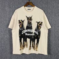 Wholesale T Shirt Summer Retro Tee Men Womens Short Sleeve Dog Print High Quality T Shirt Real Pics