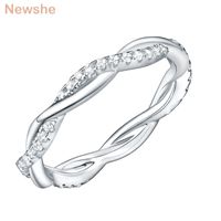 Wholesale Newshe Sterling Silver Wedding Engagement Ring For Women Twist Rope Wave Design Curve Band Trendy Jewelry CZ Jewelry Gift
