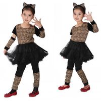 Wholesale Theme Costume Disfraces Girls Kids Cat Kitty Cosplay Anime Masquerade Fantasia Christmas Gift Animal Costumes Leopard Children Fancy Dress1