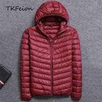 Wholesale Spring Autumn Mens Hooded Jacket Fashion Lightweight Portable with Hat Plus Size XL XL Male Duck Down Slim Coat Clearance Sale Y201026