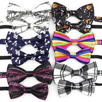 Wholesale Classic Parent Child Bowtie Set Music Notes Print Men Kid Pet Lovely Butterfly Party Dinner Wedding Polyester Bow Tie Accessory1